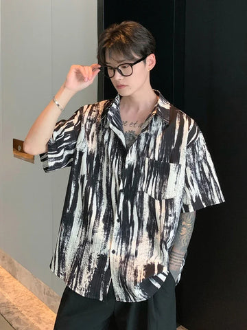 Riolio New Tie-dye Short Sleeve Shirts For Men Beach Streetwear Oversized T Shirt Man Elegant Fashion Harajuku Hawaiian Tops